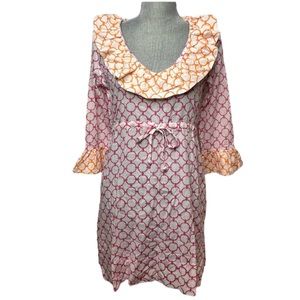 Gretchen Scott Designs Womens Sheer Ruffle Coverup Dress in Pink Orange White